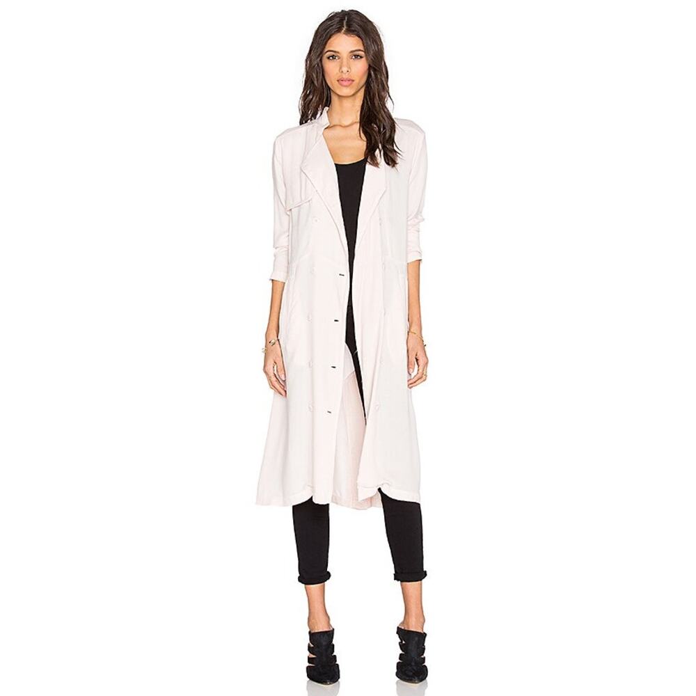 New Lacausa Dream Trench in Light Beige Small Wool Blend Lightweight Spring